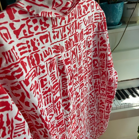 Vibrant Red and White Women's Blouse L - Picture 10 of 16
